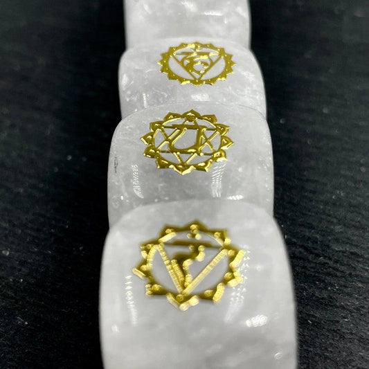 Gold Plated Chakra Symbols Stone Set | Chakra Beginners, Reiki Healers-Nature's Treasures