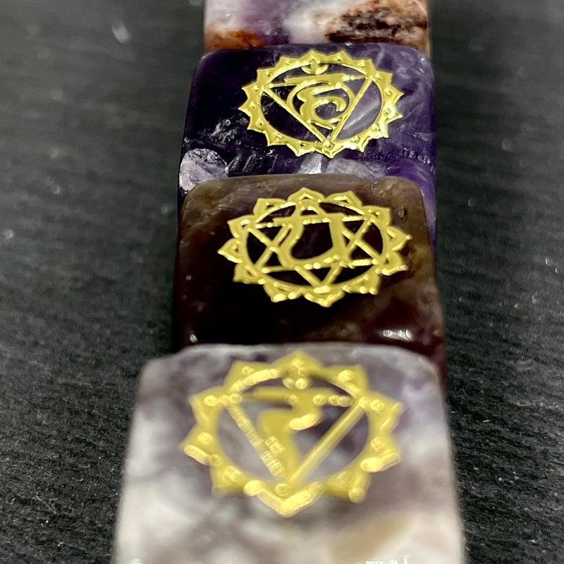 Gold Plated Chakra Symbols Stone Set | Chakra Beginners, Reiki Healers-Nature's Treasures
