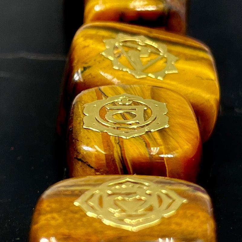 Gold Plated Chakra Symbols Stone Set | Chakra Beginners, Reiki Healers-Nature's Treasures