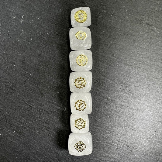 Gold Plated Chakra Symbols Stone Set | Chakra Beginners, Reiki Healers-Nature's Treasures