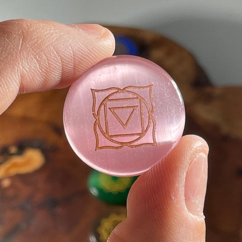 Gold Plated Fiber-Optic Glass Chakra Symbol Set | Chakra Beginners-Nature's Treasures