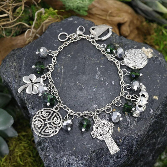 Green Celtic Charm Bracelet With Jewelry Gift Box-Nature's Treasures