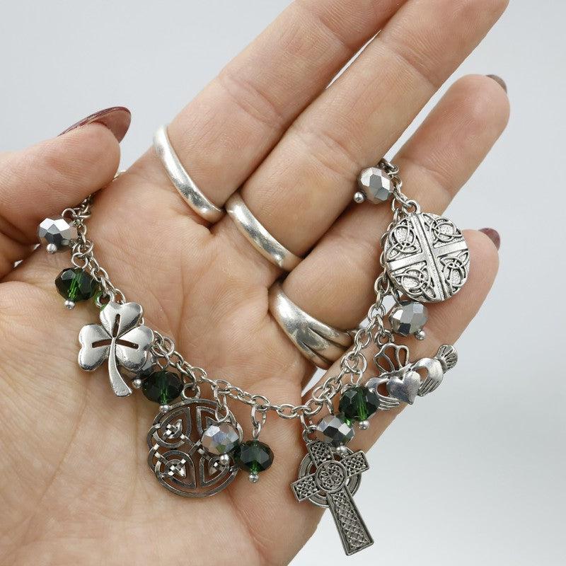 Green Celtic Charm Bracelet With Jewelry Gift Box-Nature's Treasures