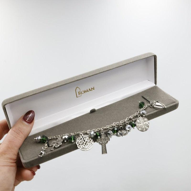 Green Celtic Charm Bracelet With Jewelry Gift Box-Nature's Treasures