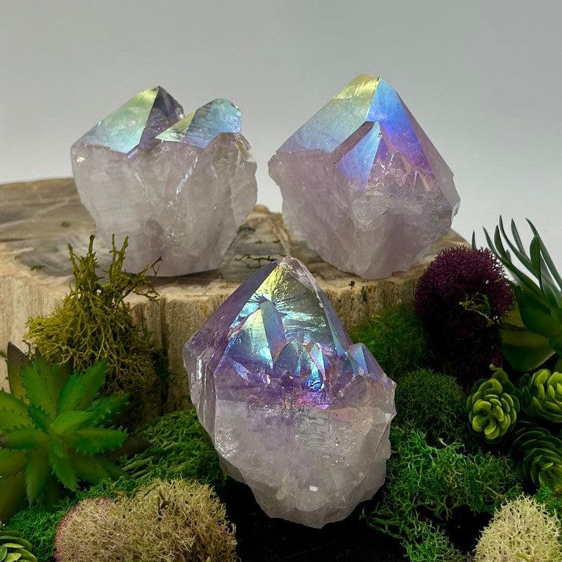 Half Polished Aura Coated Amethyst Points || Brazil-Nature's Treasures