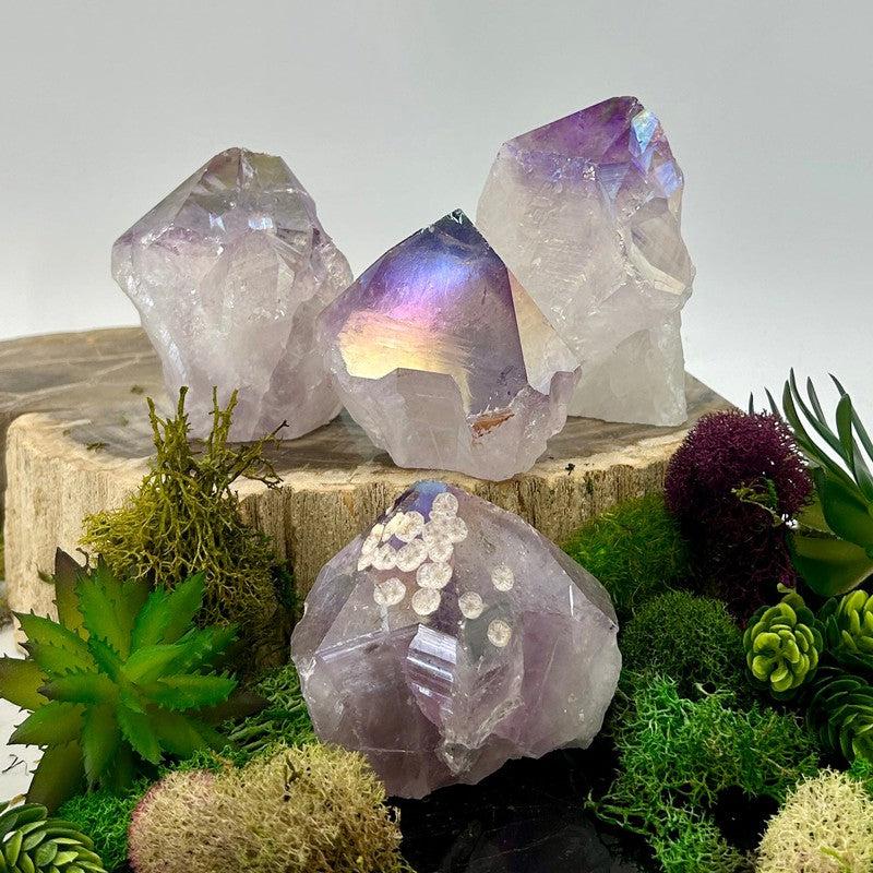 Half Polished Aura Coated Amethyst Points || Brazil-Nature's Treasures