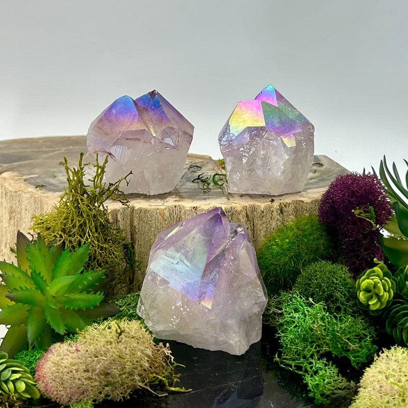 Half Polished Aura Coated Amethyst Points || Brazil-Nature's Treasures