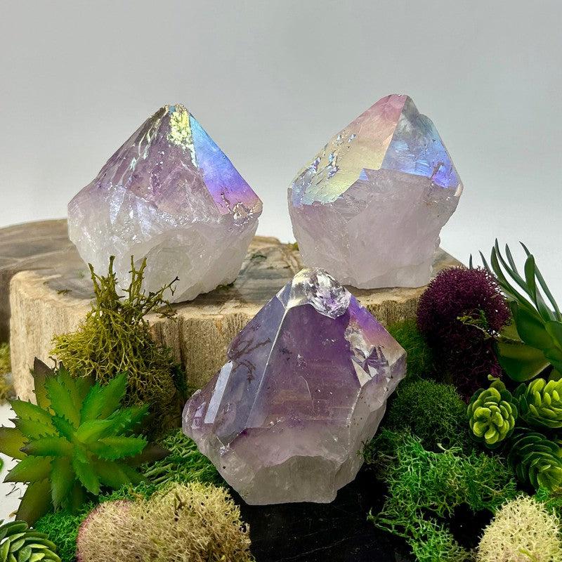 Half Polished Aura Coated Amethyst Points || Brazil-Nature's Treasures