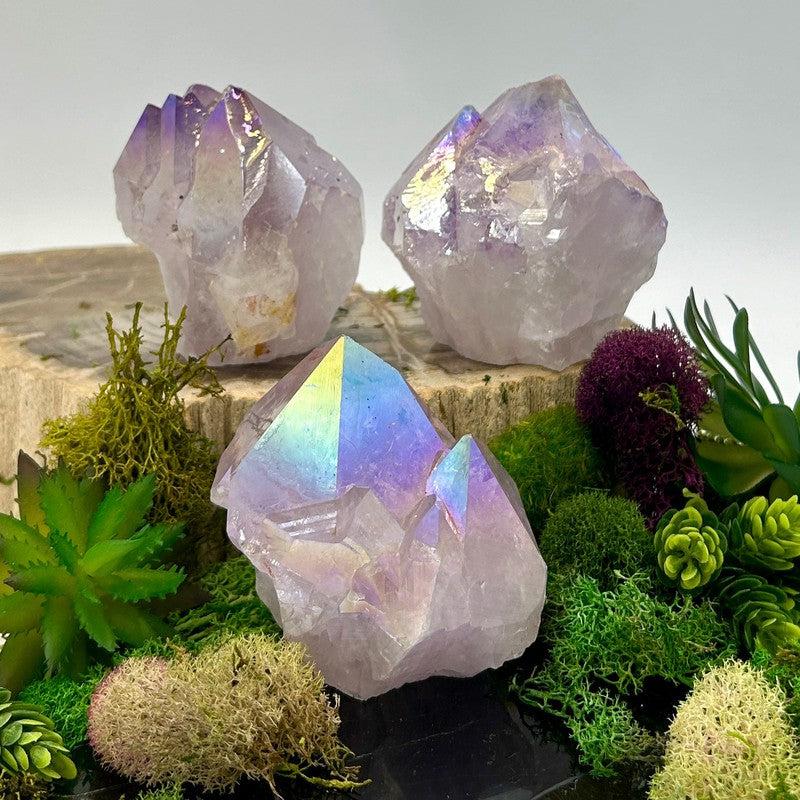 Half Polished Aura Coated Amethyst Points || Brazil-Nature's Treasures