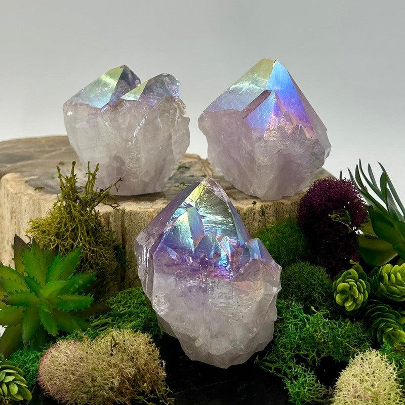 Half Polished Aura Coated Amethyst Points || Brazil-Nature's Treasures