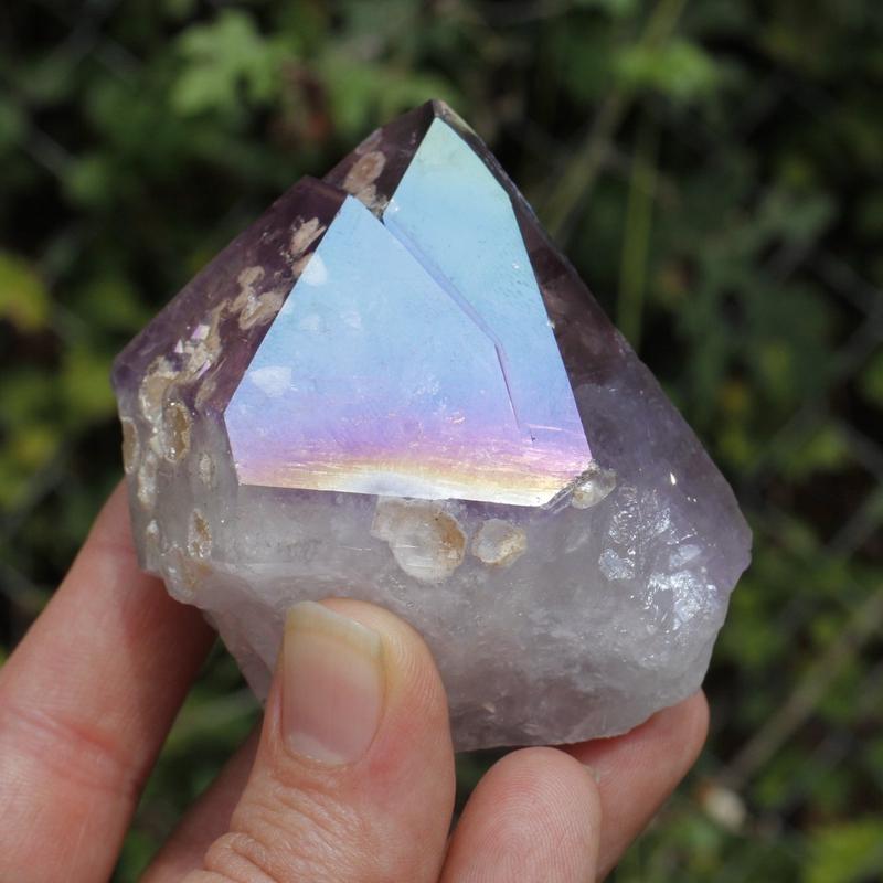 Half Polished Aura Coated Amethyst Points || Brazil-Nature's Treasures