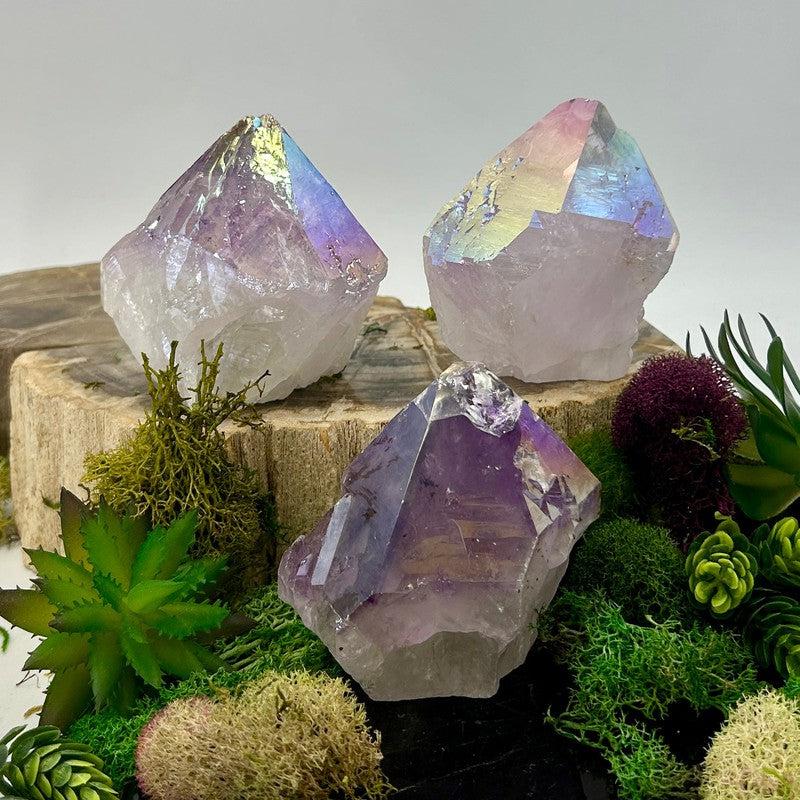 Half Polished Aura Coated Amethyst Points || Brazil-Nature's Treasures