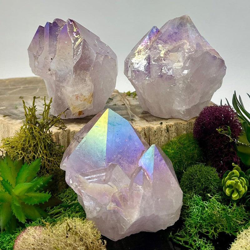 Half Polished Aura Coated Amethyst Points || Brazil-Nature's Treasures