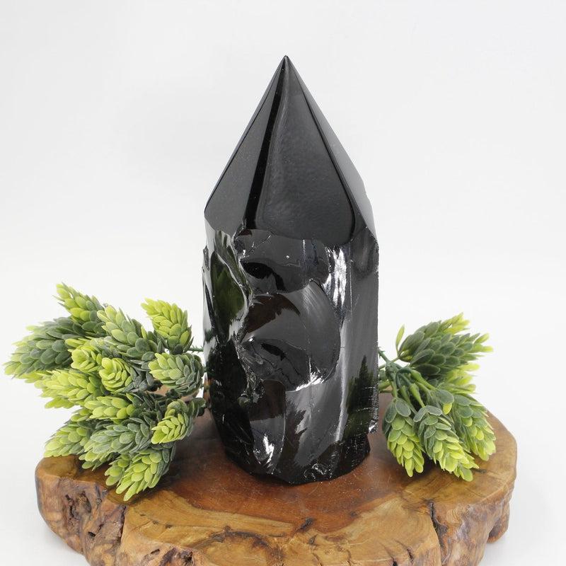 Half Polished Black Obsidian Glass Tower Points || Protection-Nature's Treasures