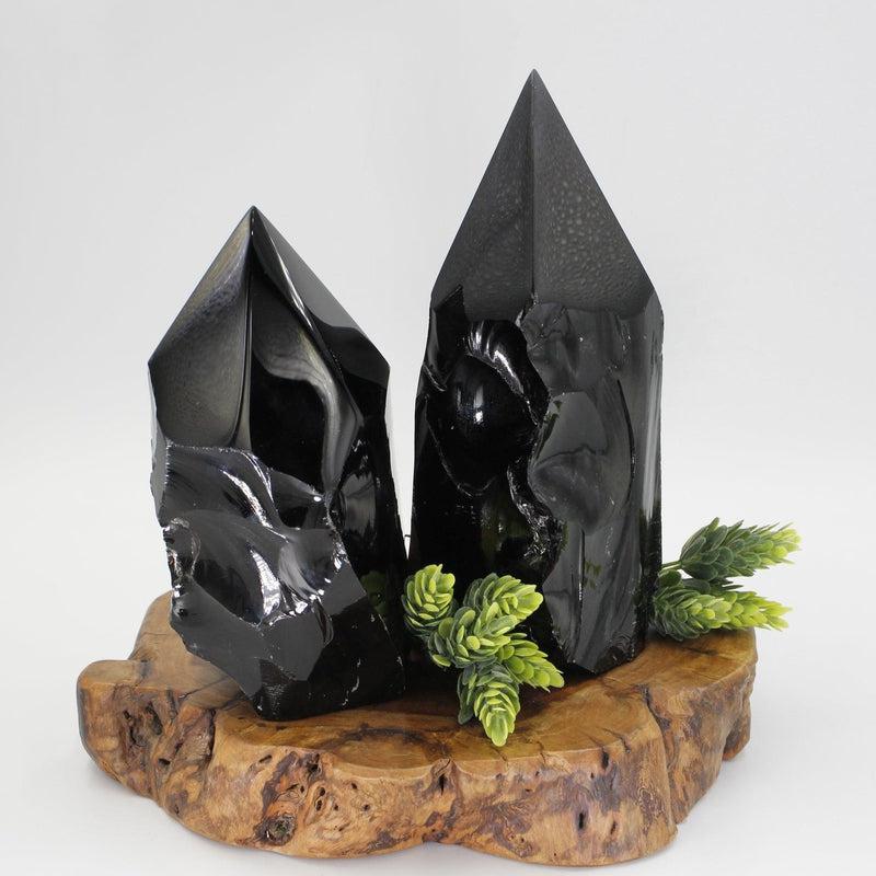 Half Polished Black Obsidian Glass Tower Points || Protection-Nature's Treasures