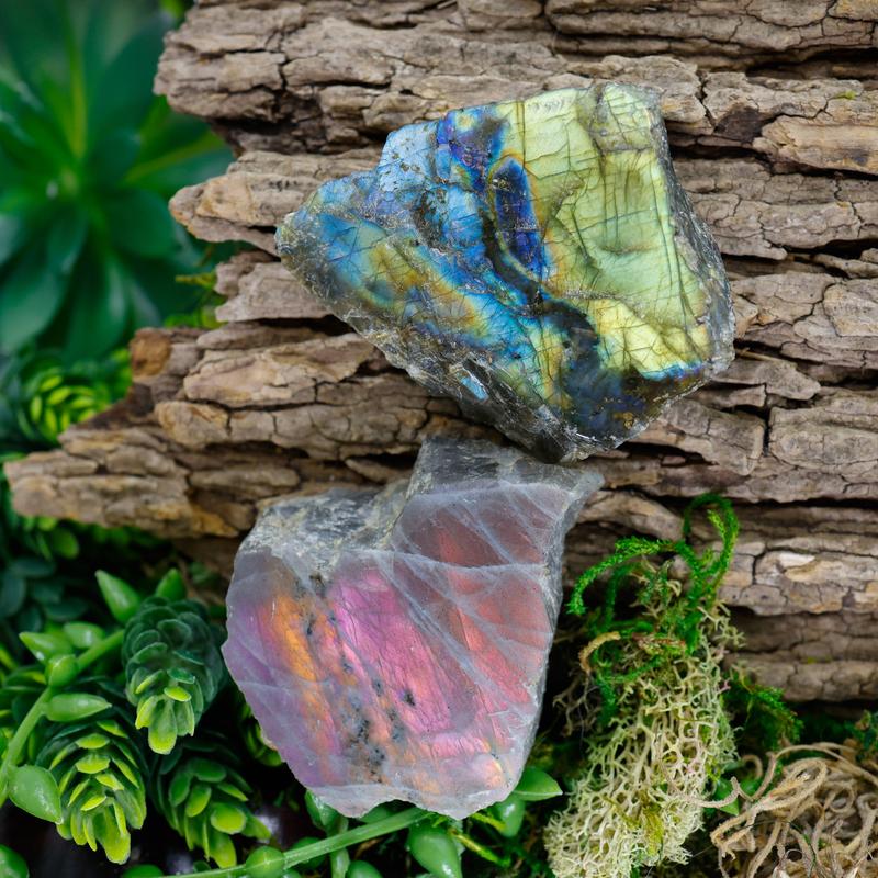 Half Polished Flashy Labradorite Slabs || Madagascar-Nature's Treasures