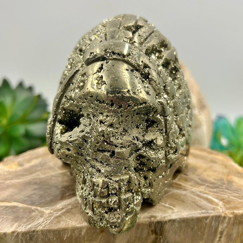 Half Polished Pyrite Skull Carvings || Protection, Abundance || Peru-Nature's Treasures