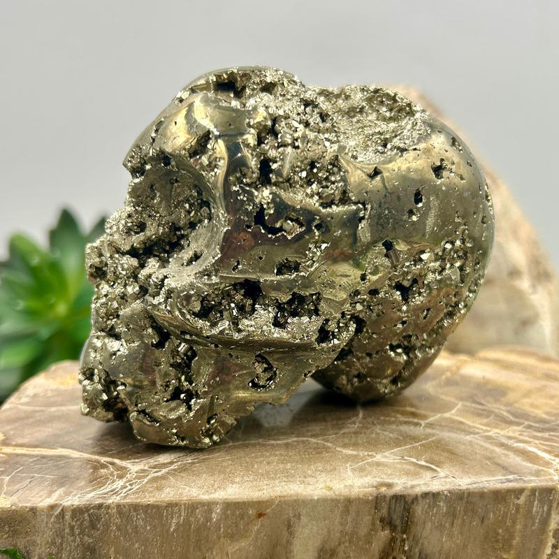 Half Polished Pyrite Skull Carvings || Protection, Abundance || Peru-Nature's Treasures