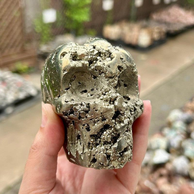 Half Polished Pyrite Skull Carvings || Protection, Abundance || Peru-Nature's Treasures