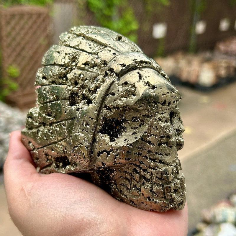 Half Polished Pyrite Skull Carvings || Protection, Abundance || Peru-Nature's Treasures