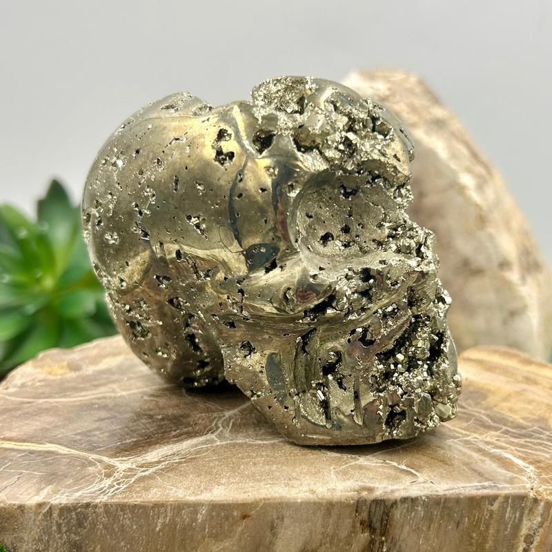 Half Polished Pyrite Skull Carvings || Protection, Abundance || Peru-Nature's Treasures