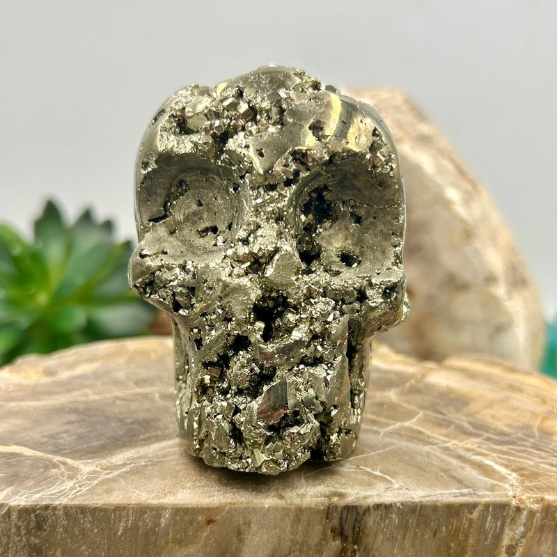 Half Polished Pyrite Skull Carvings || Protection, Abundance || Peru-Nature's Treasures