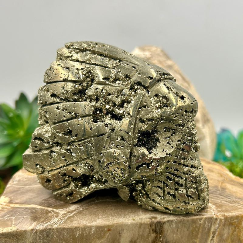 Half Polished Pyrite Skull Carvings || Protection, Abundance || Peru-Nature's Treasures