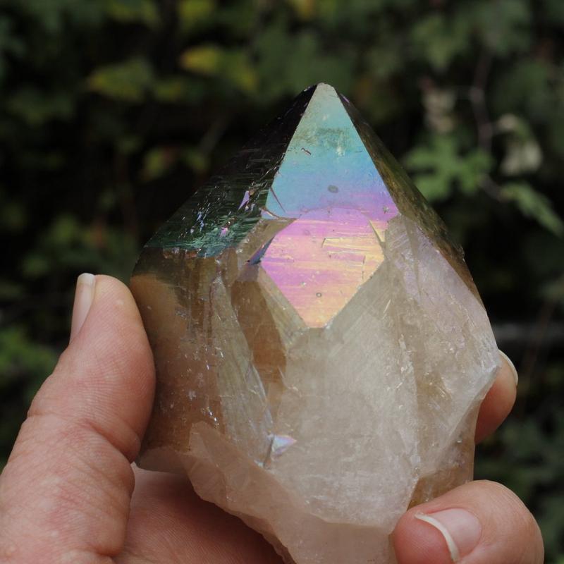 Half Polished Rainbow Aura Coated Amethyst Points || Brazil-Nature's Treasures