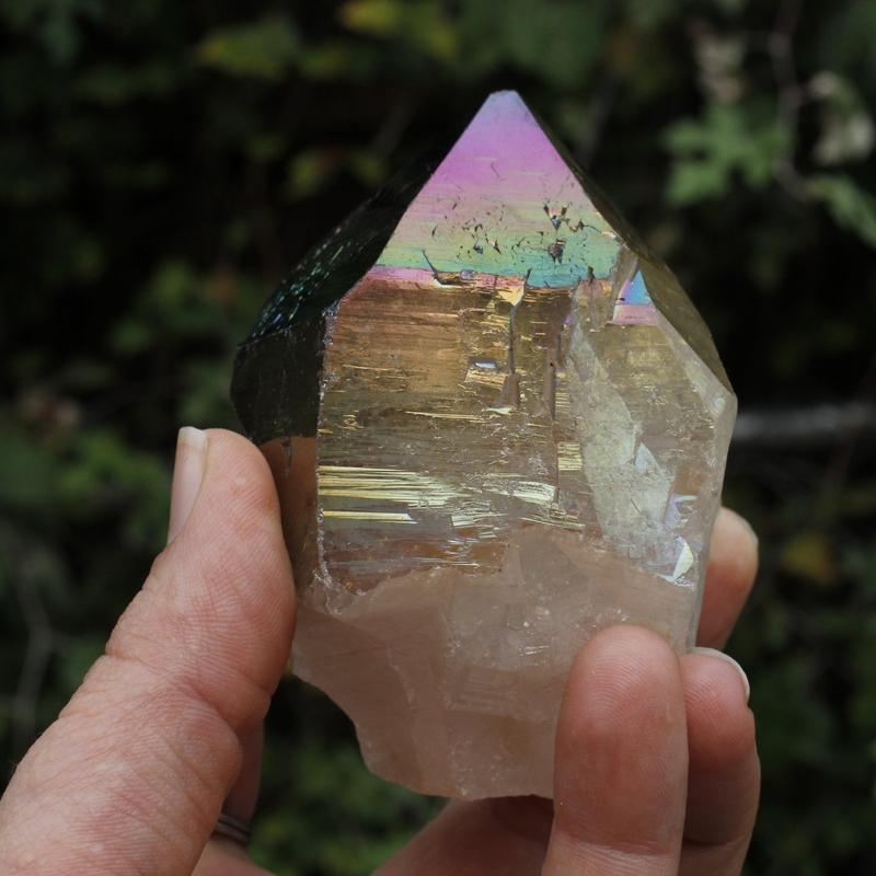 Half Polished Rainbow Aura Coated Amethyst Points || Brazil-Nature's Treasures