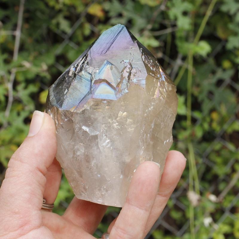 Half Polished Rainbow Aura Coated Amethyst Points || Brazil-Nature's Treasures