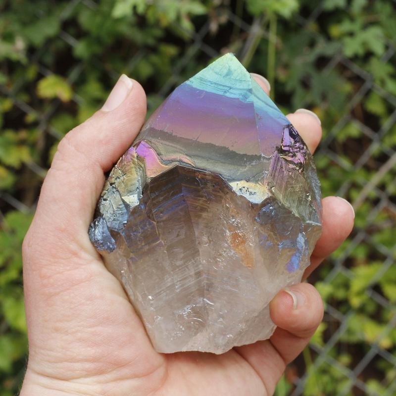 Half Polished Rainbow Aura Coated Amethyst Points || Brazil-Nature's Treasures