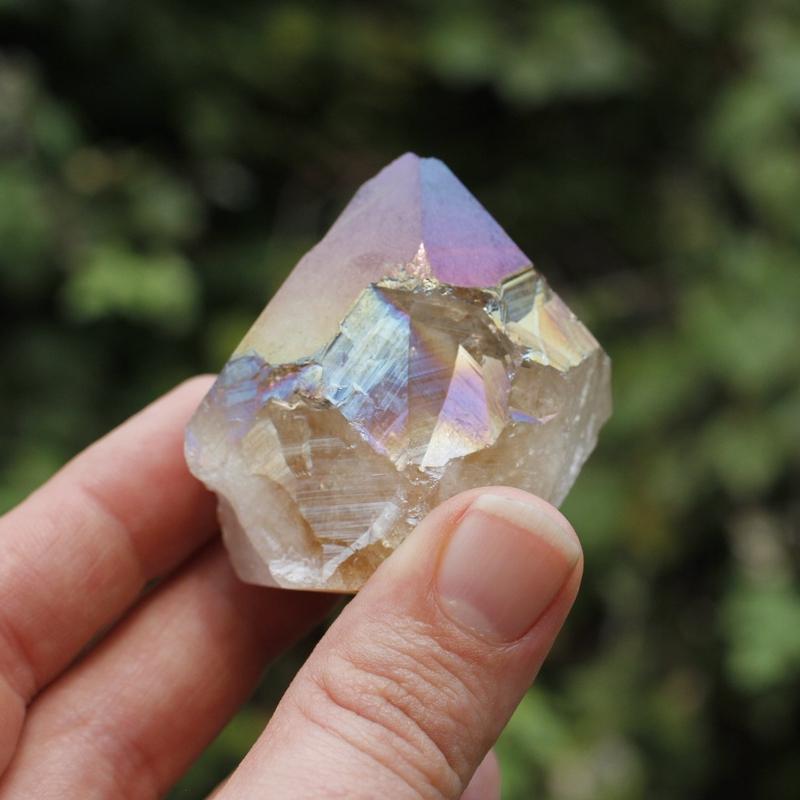 Half Polished Rainbow Aura Coated Amethyst Points || Brazil-Nature's Treasures