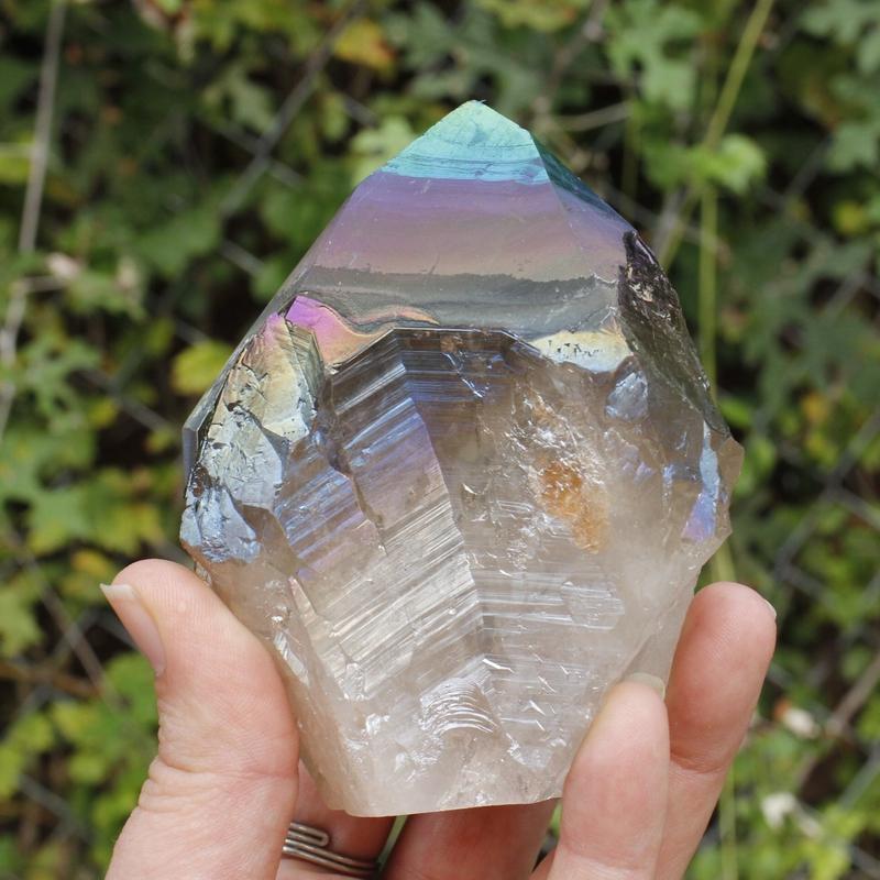 Half Polished Rainbow Aura Coated Amethyst Points || Brazil-Nature's Treasures