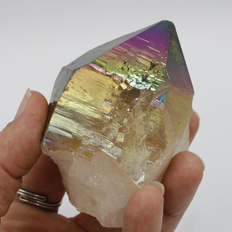 Half Polished Rainbow Aura Coated Amethyst Points || Brazil-Nature's Treasures