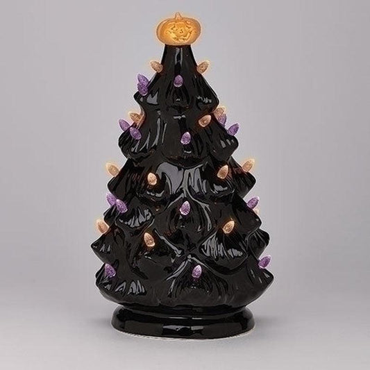 Halloween Ceramic Tree with LED Lights | Jack O' Lantern Decor-Nature's Treasures
