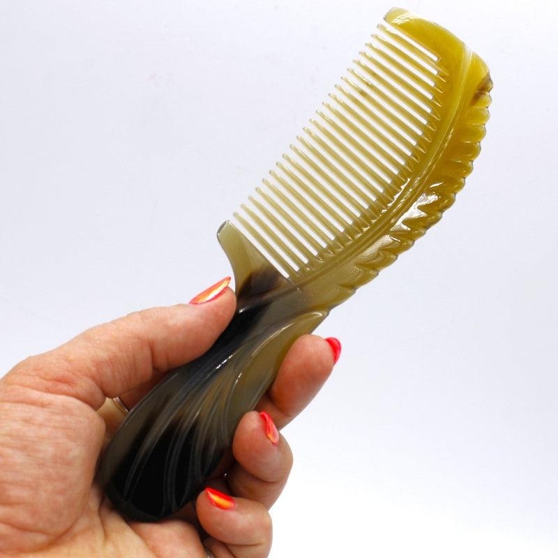 Hand Carved Water Buffalo Horn Hair Comb || Power, Strength-Nature's Treasures