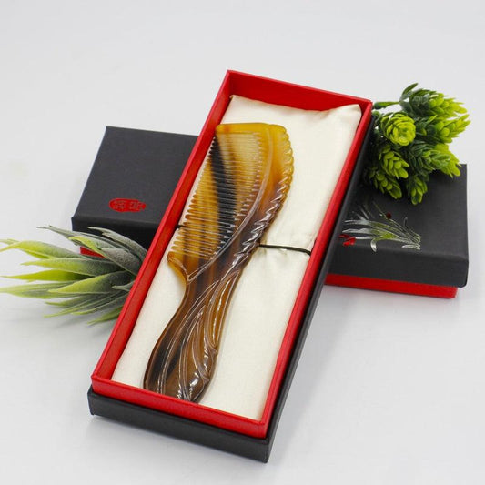 Hand Carved Water Buffalo Horn Hair Comb || Power, Strength-Nature's Treasures