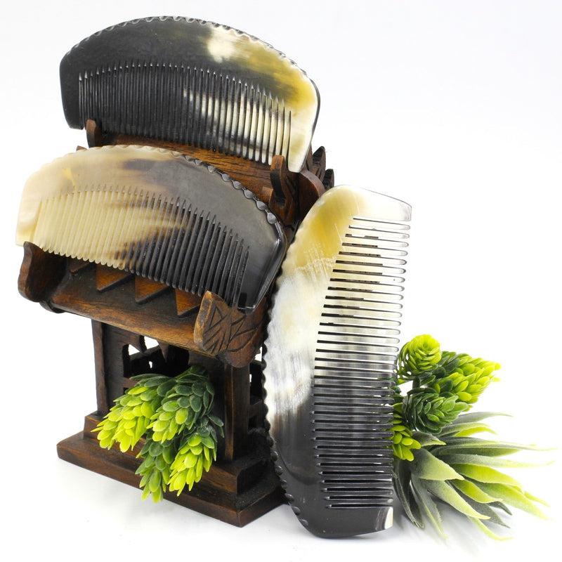 Hand Carved Water Buffalo Horn Tooth Comb || Strength, Power-Nature's Treasures