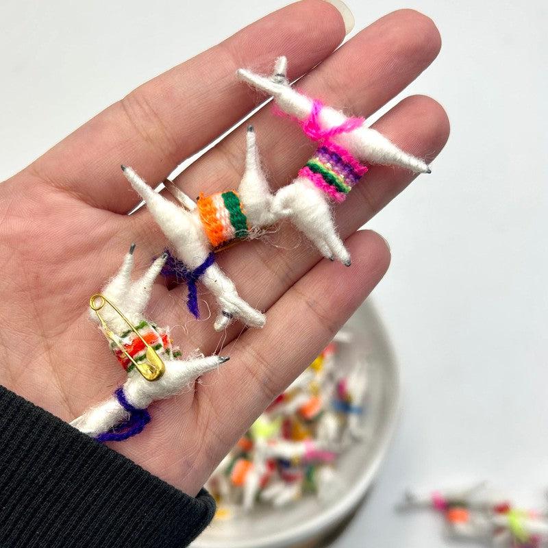Hand Made Festive Yarn Llama Pins || Multi-Colors Accessories-Nature's Treasures