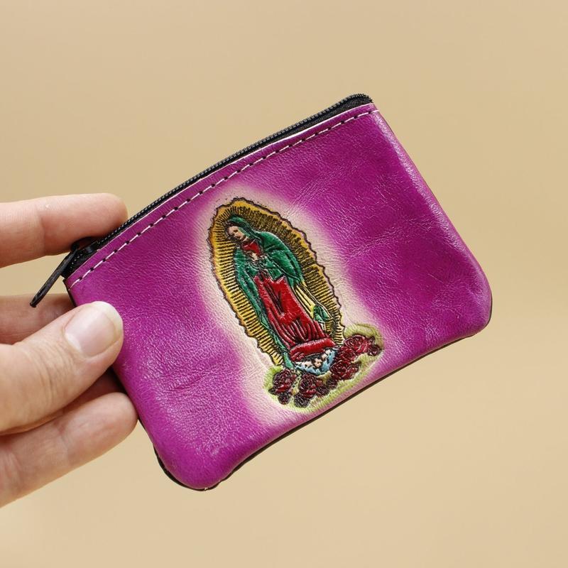 Hand Made Lady Of Guadalupe Virgin Mary Coin Pouches-Nature's Treasures