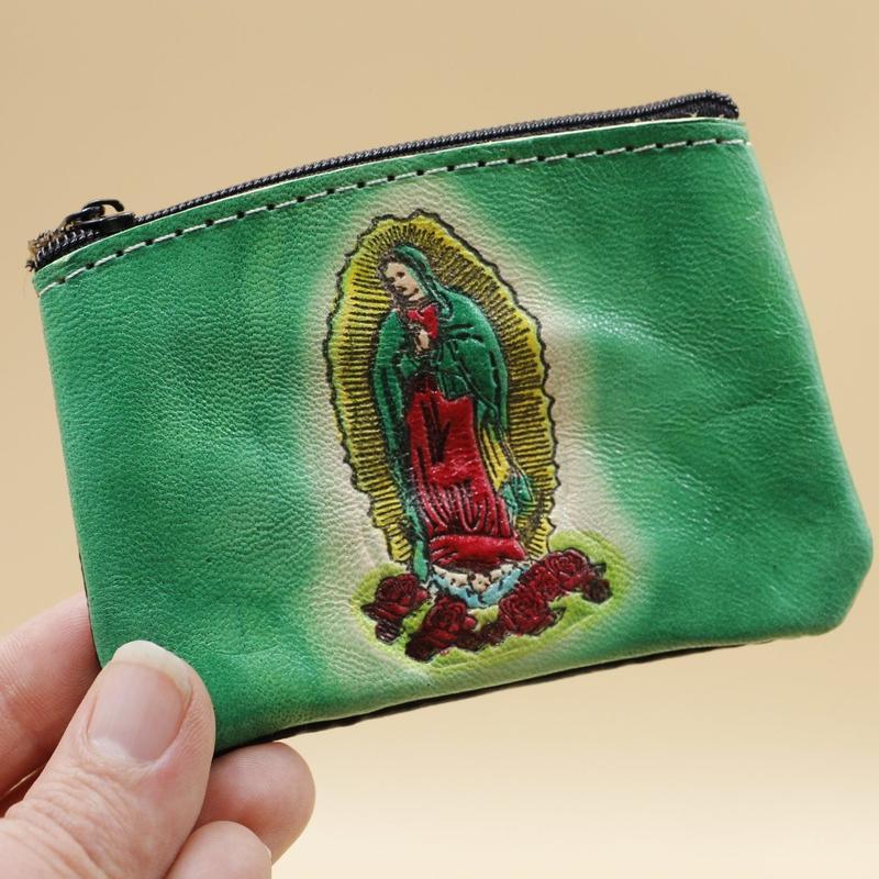 Hand Made Lady Of Guadalupe Virgin Mary Coin Pouches-Nature's Treasures