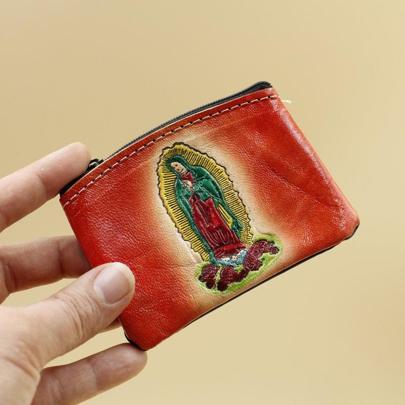 Hand Made Lady Of Guadalupe Virgin Mary Coin Pouches-Nature's Treasures
