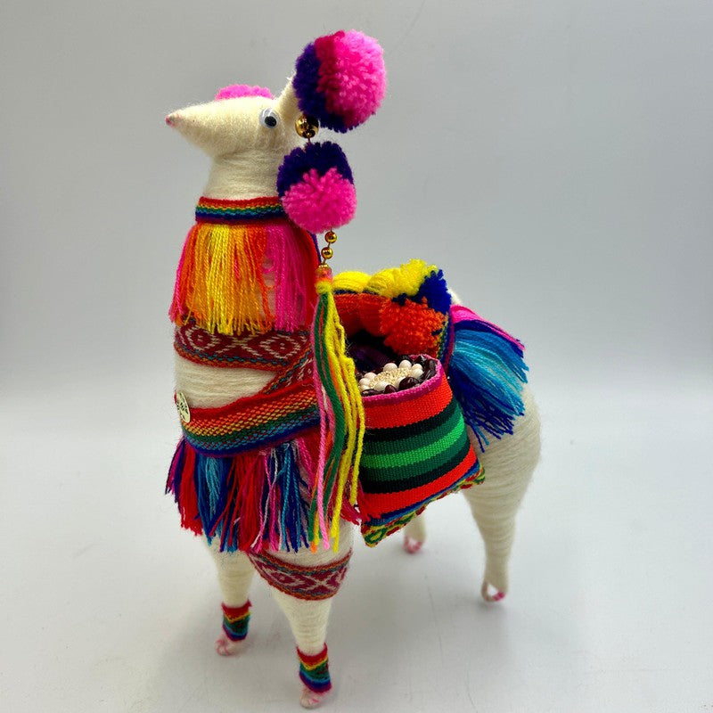 Hand Made Peruvian Festival Yarned Llama Statues-Nature's Treasures