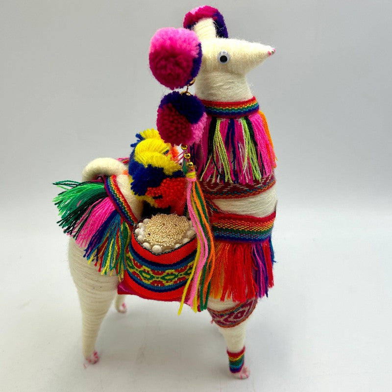 Hand Made Peruvian Festival Yarned Llama Statues-Nature's Treasures