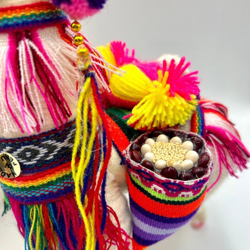 Hand Made Peruvian Festival Yarned Llama Statues-Nature's Treasures