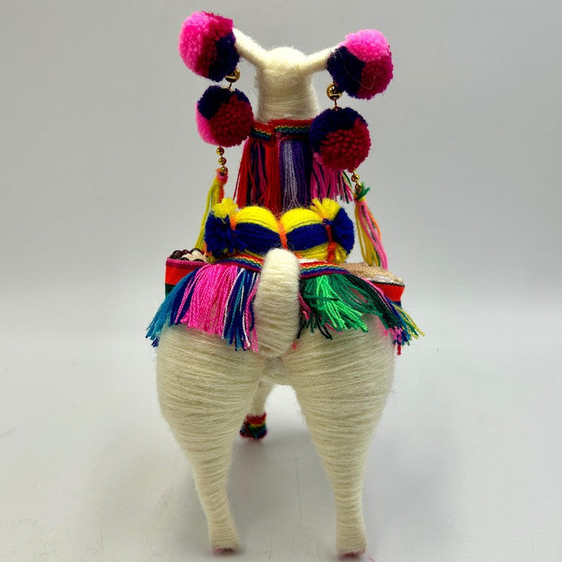 Hand Made Peruvian Festival Yarned Llama Statues-Nature's Treasures