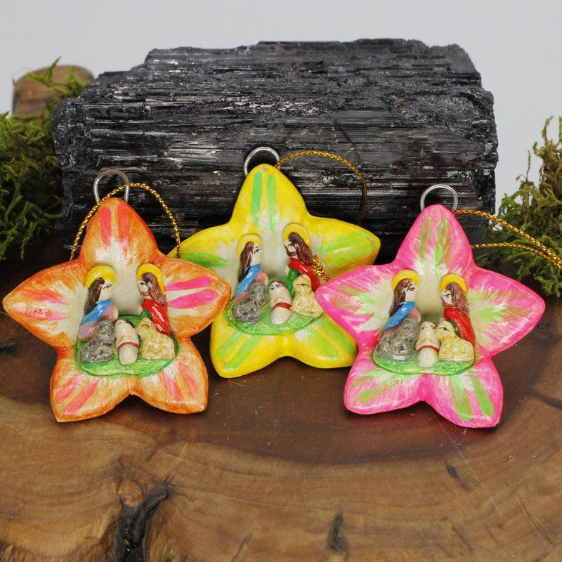 Hand Made Peruvian Nativity Star Ornament || Ceramic Clay-Nature's Treasures