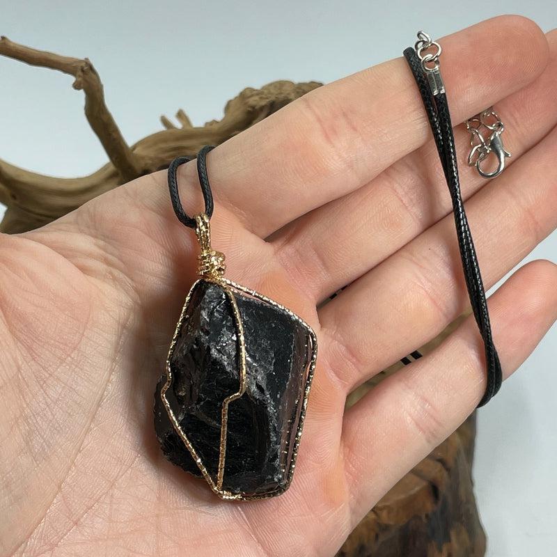 Hand-Wrapped Smoky Quartz Gold Plated Pendants-Nature's Treasures