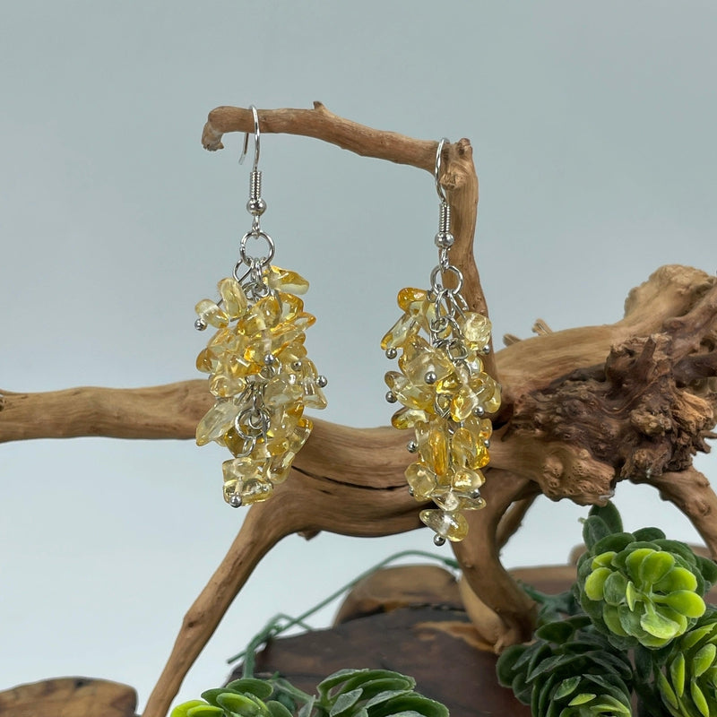 Hand made Chandelier Chip Earrings || Silver Plated-Nature's Treasures