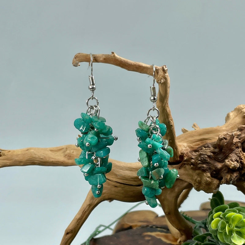 Hand made Chandelier Chip Earrings || Silver Plated-Nature's Treasures